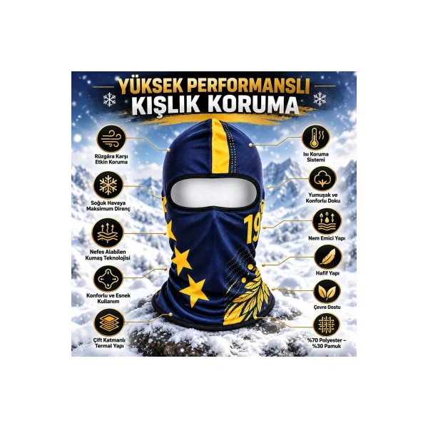 Taraftar Maskesi Kışlık Unisex Termal Balaklava Boyunluk Nefes Alabilen Rüzgara Dayanıklı