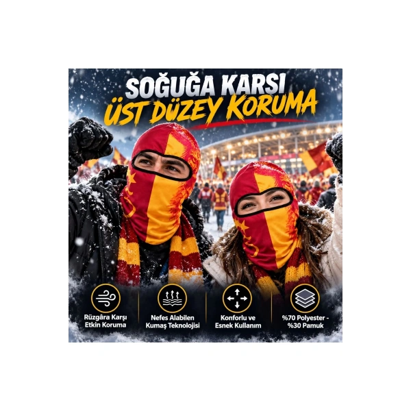Taraftar Maskesi Kışlık Unisex Termal Balaklava Boyunluk Nefes Alabilen Rüzgara Dayanıklı