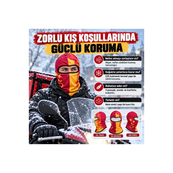 Taraftar Maskesi Kışlık Unisex Termal Balaklava Boyunluk Nefes Alabilen Rüzgara Dayanıklı
