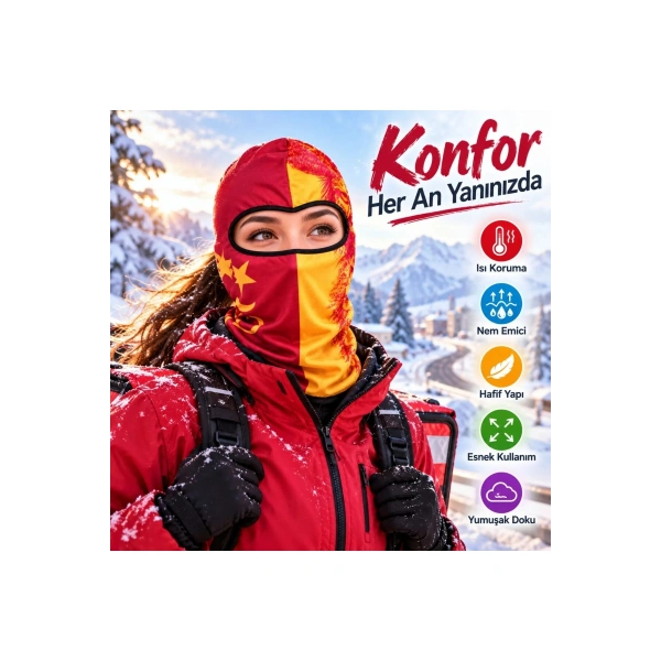 Taraftar Maskesi Kışlık Unisex Termal Balaklava Boyunluk Nefes Alabilen Rüzgara Dayanıklı