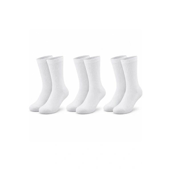 Unisex Beyaz Soket Çorap 3lü Set %80 Pamuk Dikişsiz Burun Takviyeli Esnek Günlük Spor Çorabı Konfor