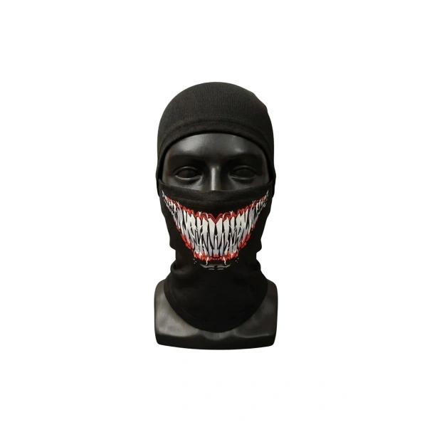 Unisex Tam Yüz Balaklava Diş Desenli Kışlık Maske Nefes Alan Esnek Kask Altı Boyunluk Yumuşak Viskoz