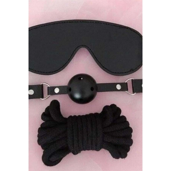 Gözlük Ağız Topu İp Üçlü Deri Harness Set - SSSSSS9592-8381