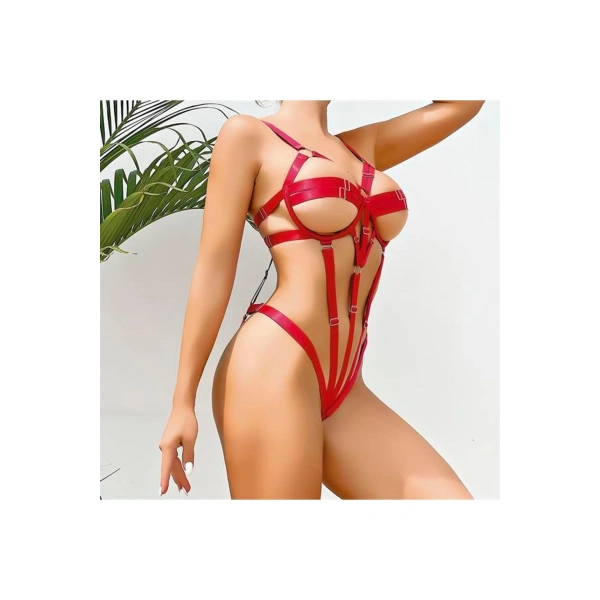 Fantezi Lastik Body Harness Kırmızı - SSSSSS8407-8572