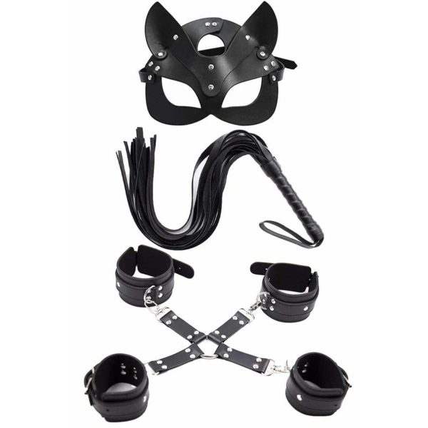Maske Kırbaç Bileklik 5 Li Harness Deri Set - SSSSSS3058-2356