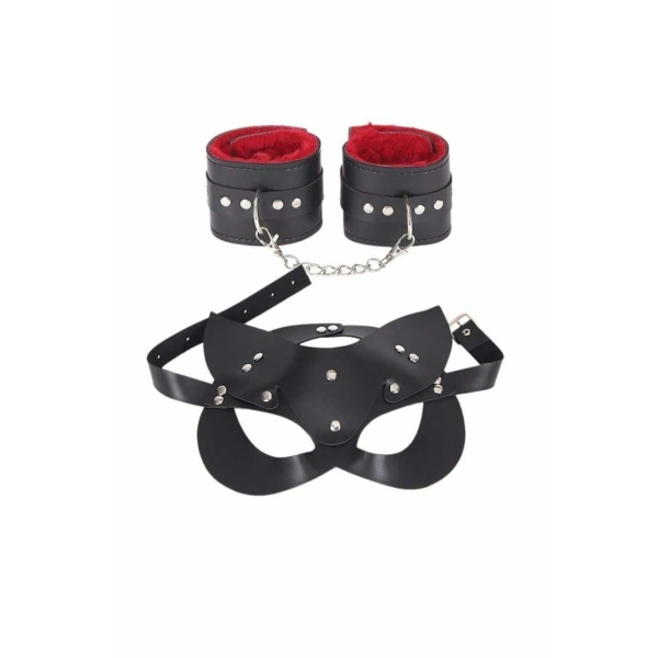 Maske Ve Kelepçe Deri Harness Fantezi Set - SSSSSS2258-6329