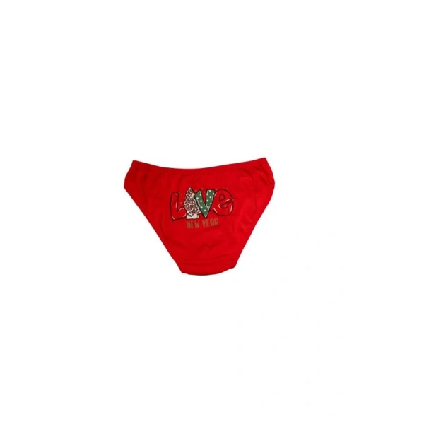 Kırmızı Yılbaşı Desenli Love New Year Pamuklu Külot - SSSSSS4490-3079