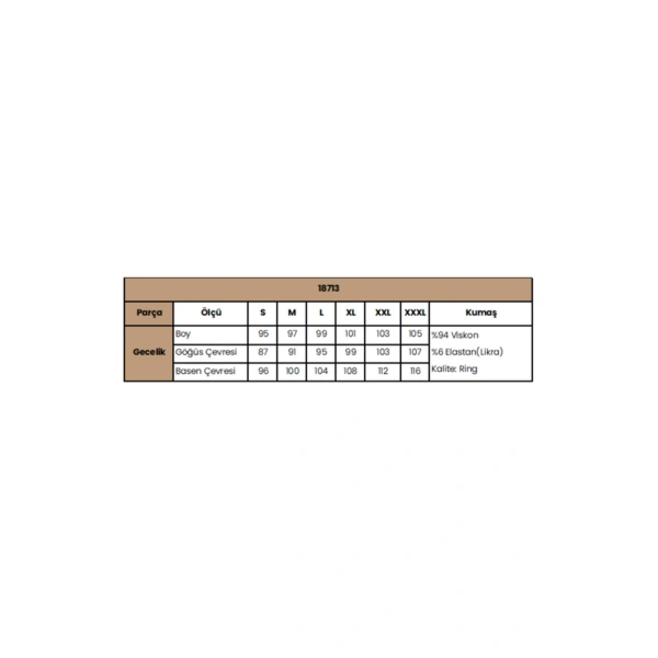 Kısa Kollu ve Dantelli V Yaka Gecelik - SSSSSS9936-6503