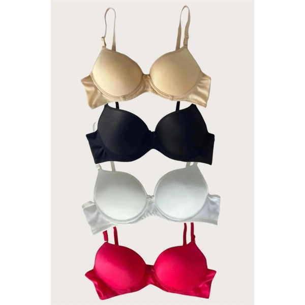 Siyah-Beyaz-Kırmızı-Ten 4lü İçi Boş Micro Balenli Günlük Tek Desteksiz Sü - SSSSSS1190-3