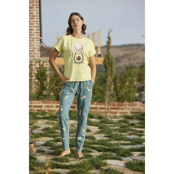 Desenli ve Baskılı Yoga Sport Pijama Takımı - SSSSSS3197-7604