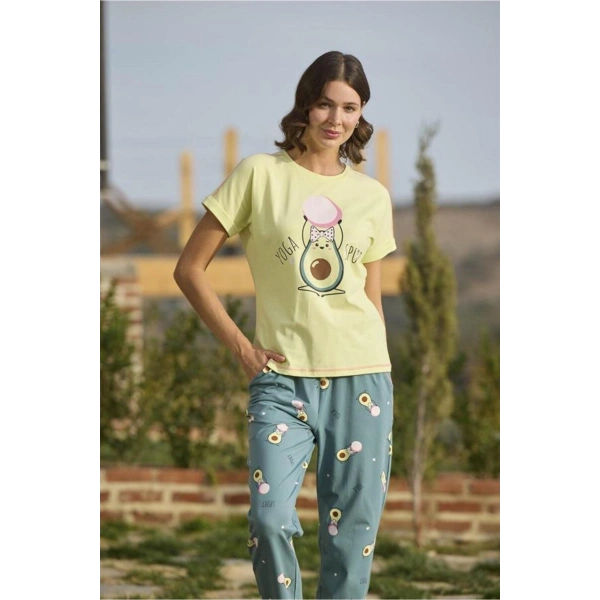 Desenli ve Baskılı Yoga Sport Pijama Takımı - SSSSSS3197-7604