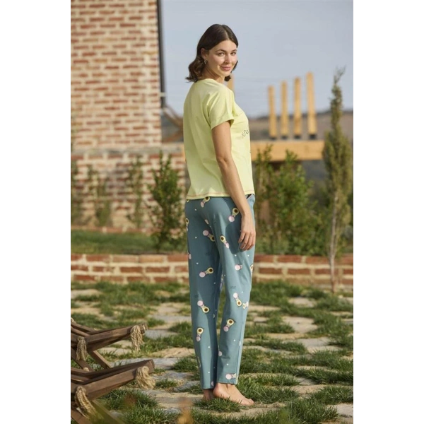 Desenli ve Baskılı Yoga Sport Pijama Takımı - SSSSSS3197-7604
