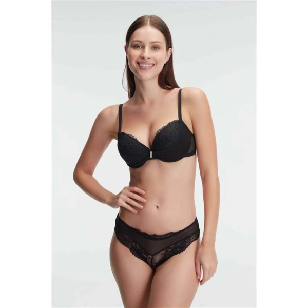 Balenli Destekli Dolgulu Taşlı Dantelli Sütyen ve Slip Takım - SSSSSS6232-6301