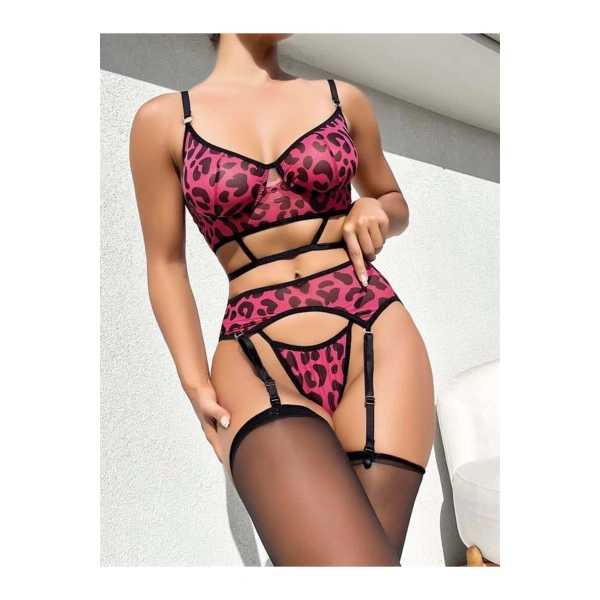 Bustiyerli Desenli Fantezi Jartiyer Takım - SSSSSS9991-2187