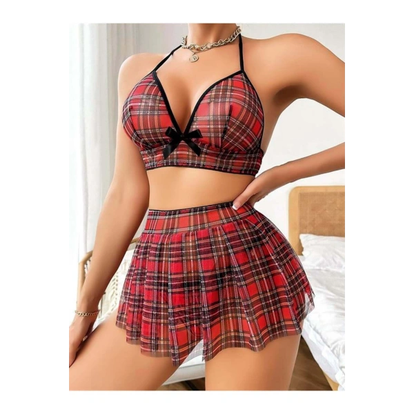 Mini Tül Çekici Fantezi Öğrenci Kostümü - SSSSSS3668-4380