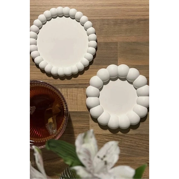 Dekoratif Bubble 2’li Dekoratif Beton Tabak Takı Tabağı Bardak Altlığı