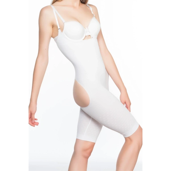 Beyaz MI Emay 2038 Popo ve Göğsü Açık Paçalı Boy Korse - SSSSSS3147-4895