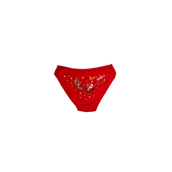 Kırmızı Yılbaşı Desenli Hoo Hoo Hoo Pamuklu Külot - SSSSSS9756-3546