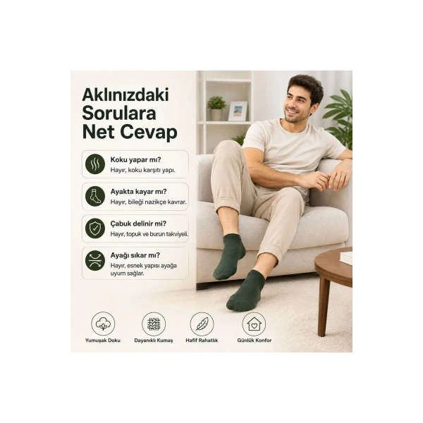 Erkek Pamuklu Patik Çorap 6’lı Paket 39-44 | Dikişsiz Burun, Koku Karşıtı, Nefes Alan Kısa Konç Snea