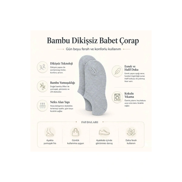 Erkek Bambu 12’li Dikişsiz Babet Çorap Siyah Beyaz Gri Görünmez Sneaker Çorap Nefes Alan Yumuşak