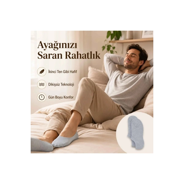 Erkek Bambu 12’li Dikişsiz Babet Çorap Siyah Beyaz Gri Görünmez Sneaker Çorap Nefes Alan Yumuşak