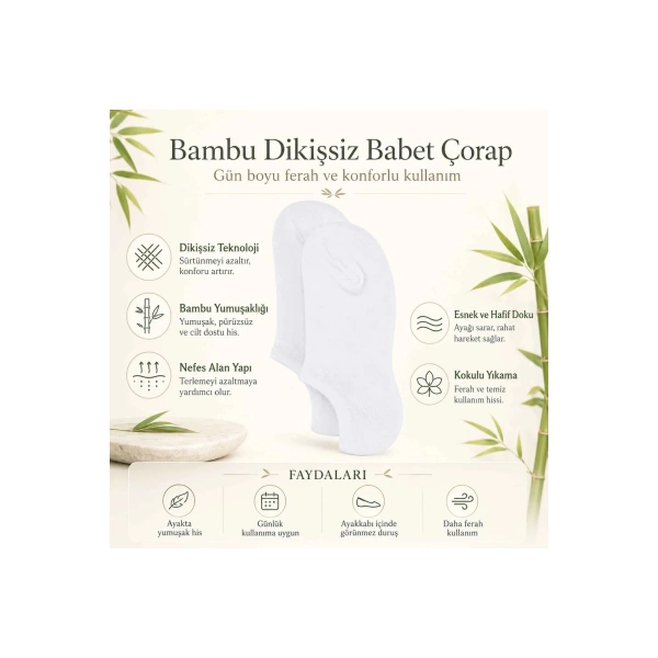 Erkek Bambu 12’li Dikişsiz Babet Çorap Siyah Beyaz Gri Görünmez Sneaker Çorap Nefes Alan Yumuşak