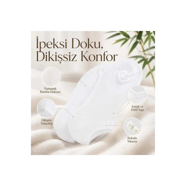 Erkek Bambu 12’li Dikişsiz Babet Çorap Siyah Beyaz Gri Görünmez Sneaker Çorap Nefes Alan Yumuşak