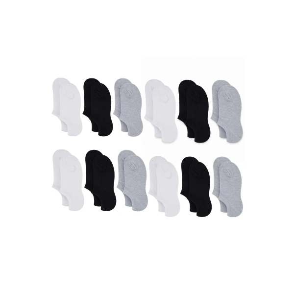 Erkek Bambu 12’li Dikişsiz Babet Çorap Siyah Beyaz Gri Görünmez Sneaker Çorap Nefes Alan Yumuşak