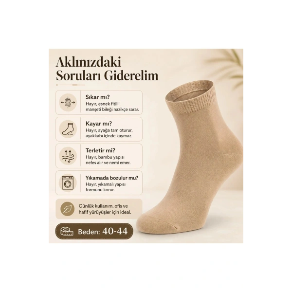 Erkek Kısa Konç 6’lı Bambu Çorap 39-44 Dikişsiz Burun Nefes Alan Yumuşak Günlük Patik Çorap