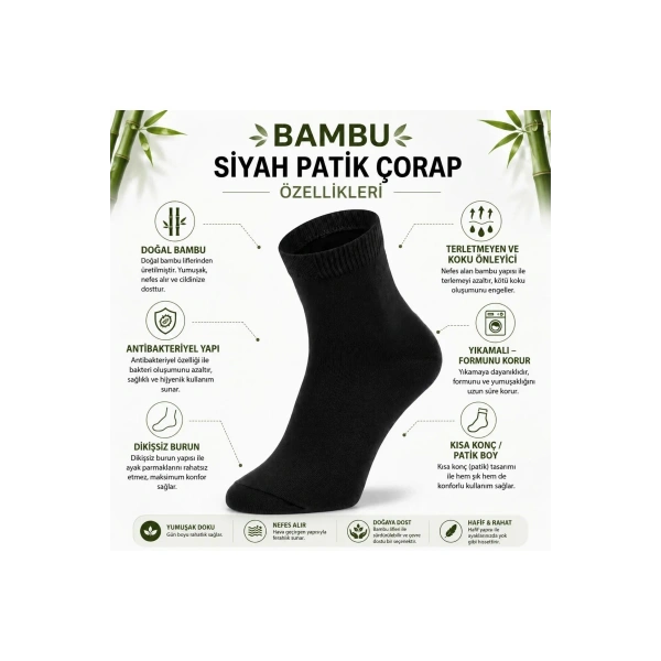 Erkek Kısa Konç 6’lı Bambu Çorap 39-44 Dikişsiz Burun Nefes Alan Yumuşak Günlük Patik Çorap