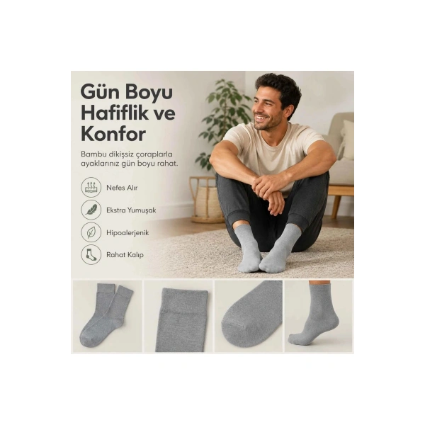 Erkek Bambu Soket Çorap 12li | Dikişsiz Parfümlü Nefes Alan Nem Emici Yumuşak Günlük