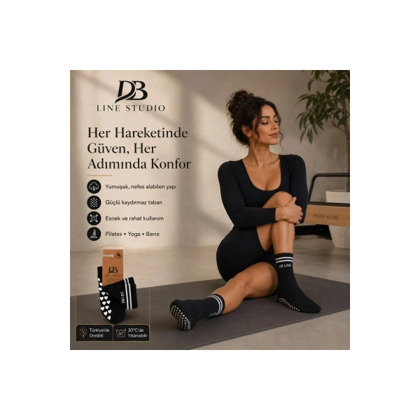 Kaydırmaz Yoga Pilates Çorabı 4lü | Pamuklu Silikon Taban, Barre Stüdyo Spor