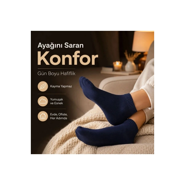 Erkek Kısa Konç 12’li Bambu Çorap 39-44 Dikişsiz Burun Nefes Alan Yumuşak Günlük Patik Çorap