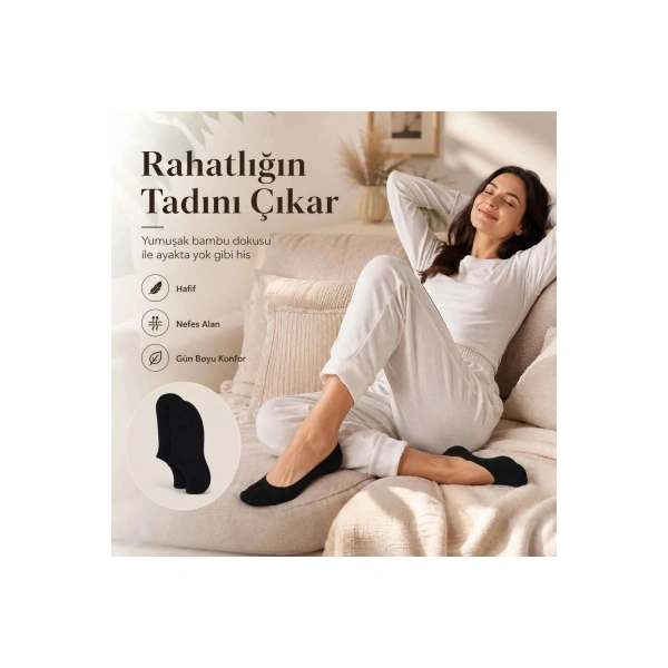 Kadın Bambu 6’lı Dikişsiz Babet Çorap Siyah Beyaz Gri Görünmez Sneaker Çorap Nefes Alan Yumuşak