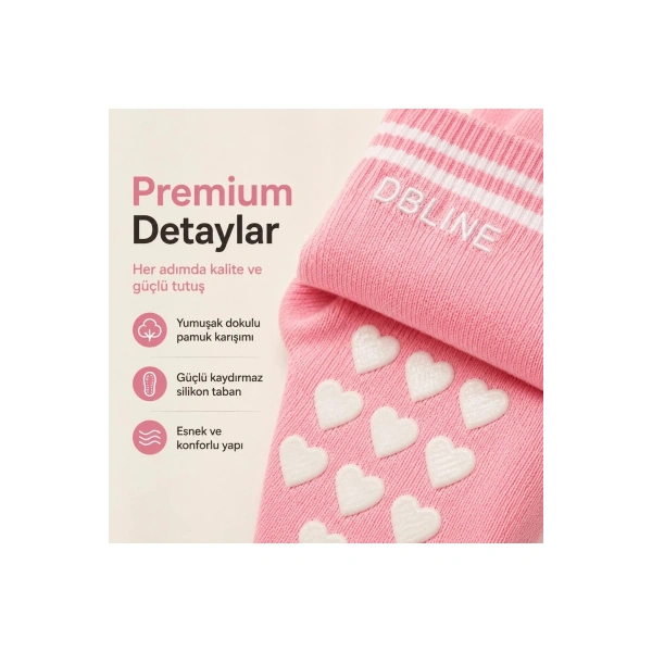 DB LINE Kaydırmaz Yoga Pilates Çorabı 8li | Pamuklu Silikon Taban, Barre Stüdyo Spor