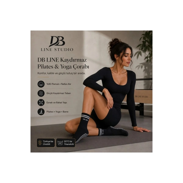 DB LINE Kaydırmaz Yoga Pilates Çorabı 8li | Pamuklu Silikon Taban, Barre Stüdyo Spor