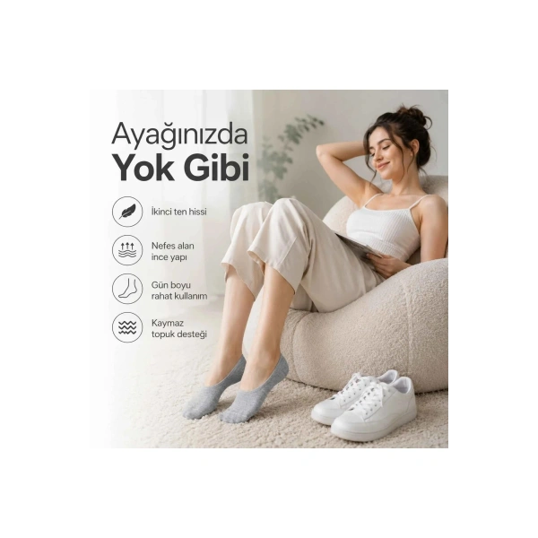 Erkek Geri Dönüşüm İplikli 12’li Görünmez Sneaker Çorap, İnce Dikişli, Nefes Alan Yazlık Babet Çorab