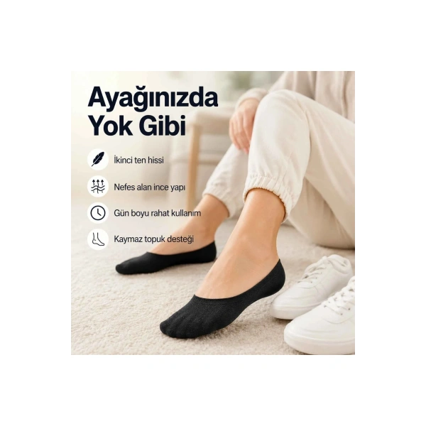 Erkek Geri Dönüşüm İplikli 12’li Görünmez Sneaker Çorap, İnce Dikişli, Nefes Alan Yazlık Babet Çorab