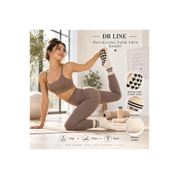 Kaydırmaz Yoga Pilates Çorabı | Pamuklu Silikon Taban, Barre Stüdyo Spor