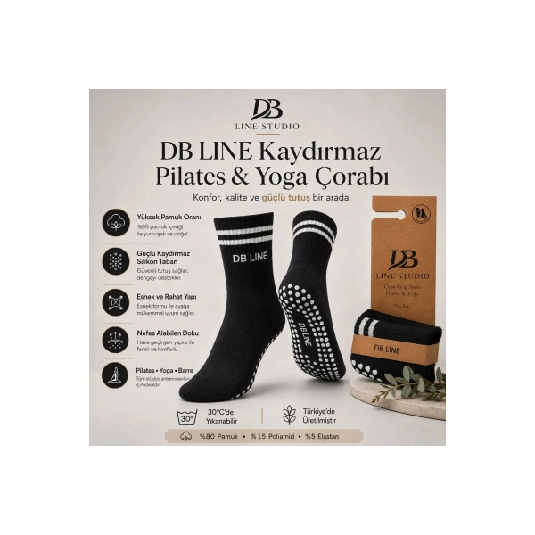 Kaydırmaz Yoga Pilates Çorabı | Pamuklu Silikon Taban, Barre Stüdyo Spor