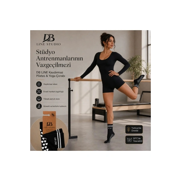 Kaydırmaz Yoga Pilates Çorabı | Pamuklu Silikon Taban, Barre Stüdyo Spor