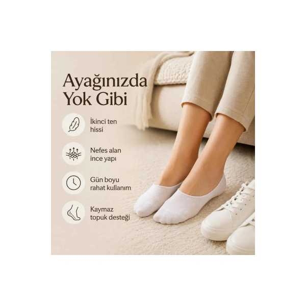 Erkek Görünmez Sneaker Babet Çorap 6lı | Geri Dönüşüm İplikli, Kaymaz Topuk, Siyah Gri Beyaz