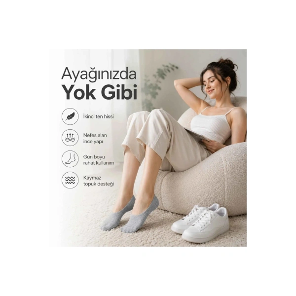 Erkek Görünmez Sneaker Babet Çorap 6lı | Geri Dönüşüm İplikli, Kaymaz Topuk, Siyah Gri Beyaz