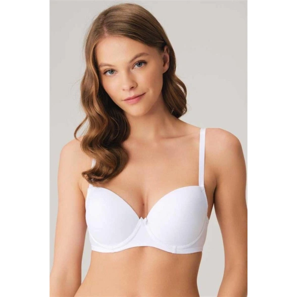 Balenli Destekli Dolgulu Askıları Çıkabilen Günlük Klasik T-Shirt Sütyeni - SSSSSS3257-6312