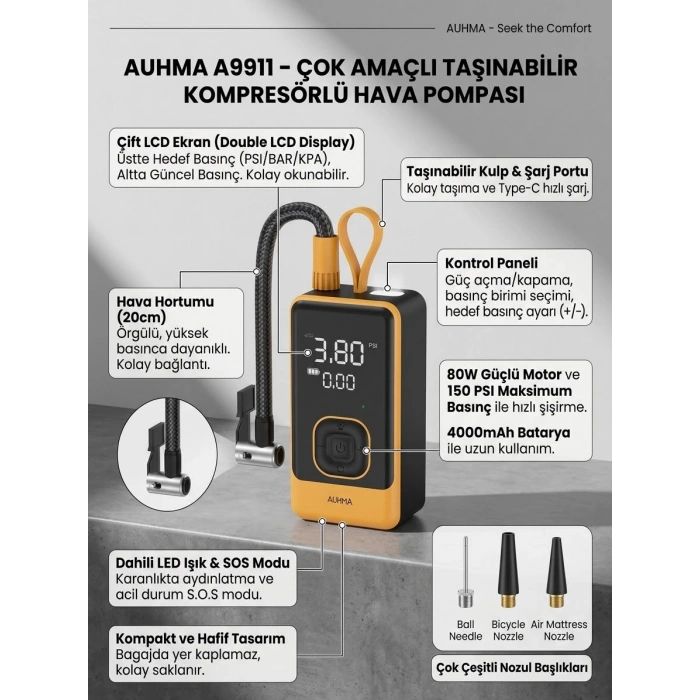 Marchè Bien A9911 Taşınabilir Hava Pompası - Lisinya