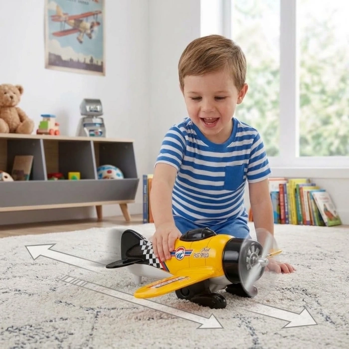 Marchè Bien Die-Cast Çek-Bırak Uçak Oyuncak - Sarı (Lisinya)