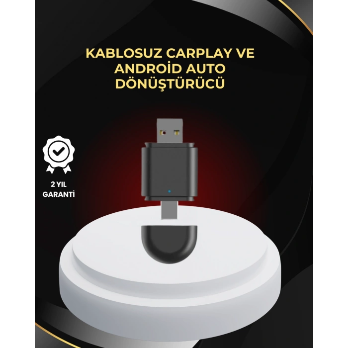 Marchè Bien Kablosuz CarPlay ve Android Auto Dönüştürücü – USB-A & Type-C Girişli Akıllı Adaptör - Lisinya