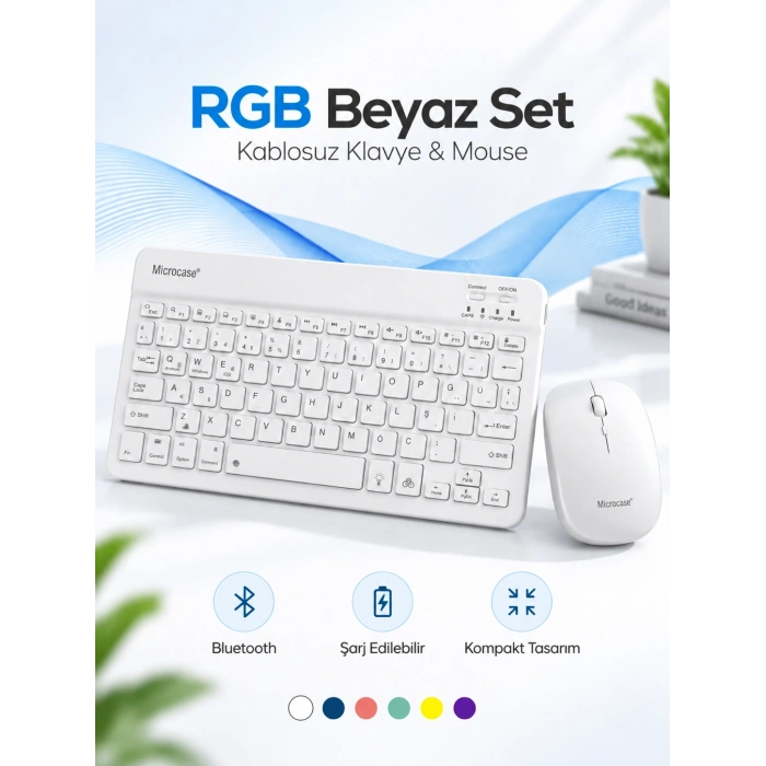 Marchè Bien RGB Kablosuz Klavye Mouse Seti Beyaz