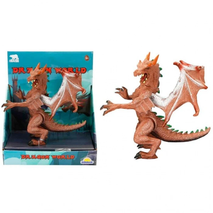 Marchè Bien Standlı Ejderha Figürü  13 cm - Kahverengi (Lisinya)