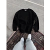 Marchè Bien Kadın Bisiklet Yaka 3 İplik Pamuklu Basic SweatShirt - Siyah